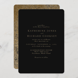 Invitación Boda de Glam de color negro y oro moderno