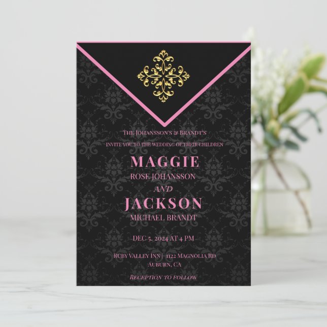 Invitación Boda de Glam por la noche (Anverso de pie)