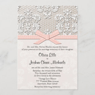 Invitación Boda de glamour de color rosa añeja y perla