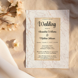 Invitación Boda de glamour de mármol purpurina blanco de lujo