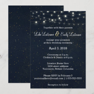 Invitación Boda de glamour de medianoche