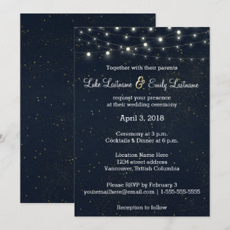 Invitación Boda de glamour de medianoche