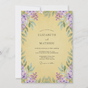 Invitación Boda de glicina amarilla suave