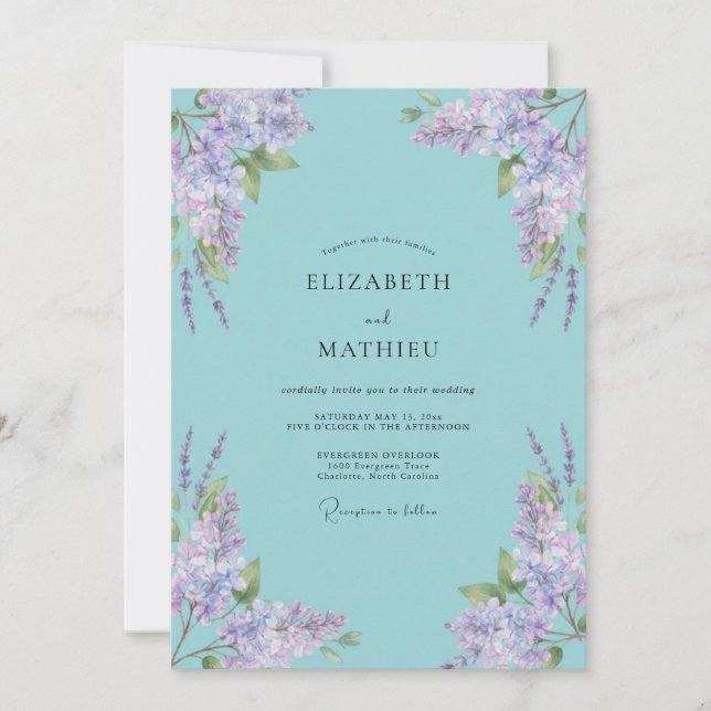 Invitación Boda de glicina cianoto malva (Anverso)