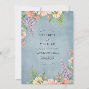 Invitación Boda de glicina coral de acero