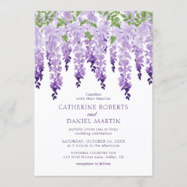 Invitación Boda de glicina de acuarela púrpura lila