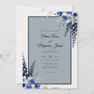 Invitación Boda de glicina de cobalto de acero