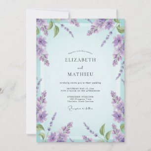 Invitación Boda de glicina lila acuática