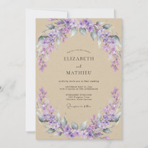 Invitación Boda de glicina lila apagada taupe