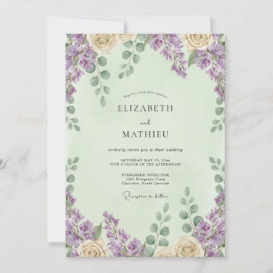 Invitación Boda de glicina lila polvorienta menta