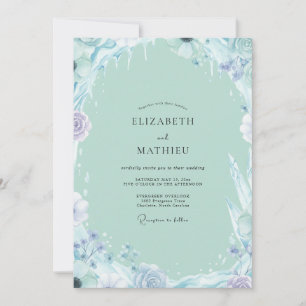 Invitación Boda de glicina lila suave espuma de mar