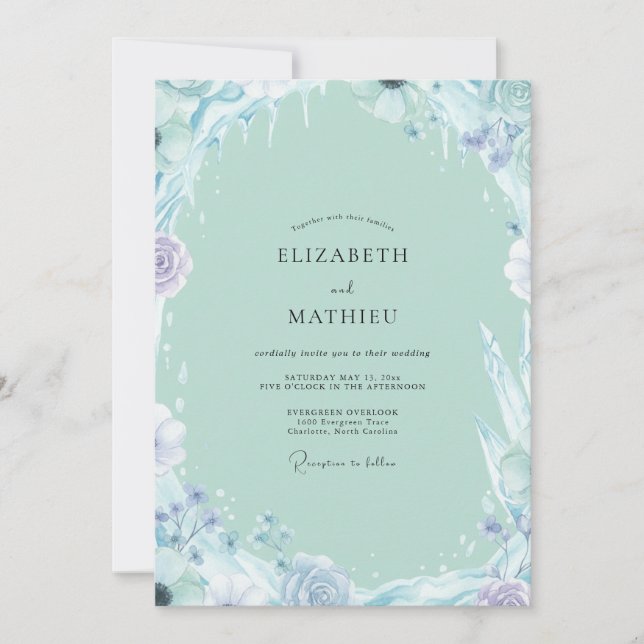 Invitación Boda de glicina lila suave espuma de mar (Anverso)