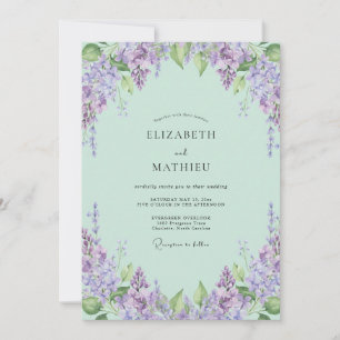 Invitación Boda de glicina lila suave menta