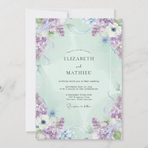 Invitación Boda de glicina violeta menta