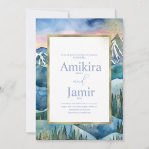 Invitación Boda de Glitter de Acuarela Soñadora de Montaña