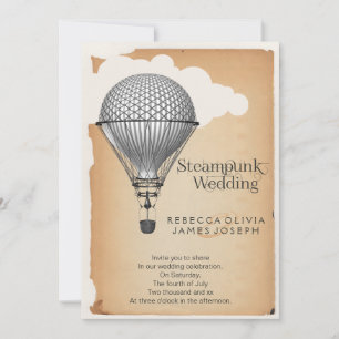 Invitación Boda de globo de aire caliente Steampunk