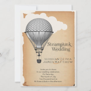 Invitación Boda de globo de aire caliente Steampunk