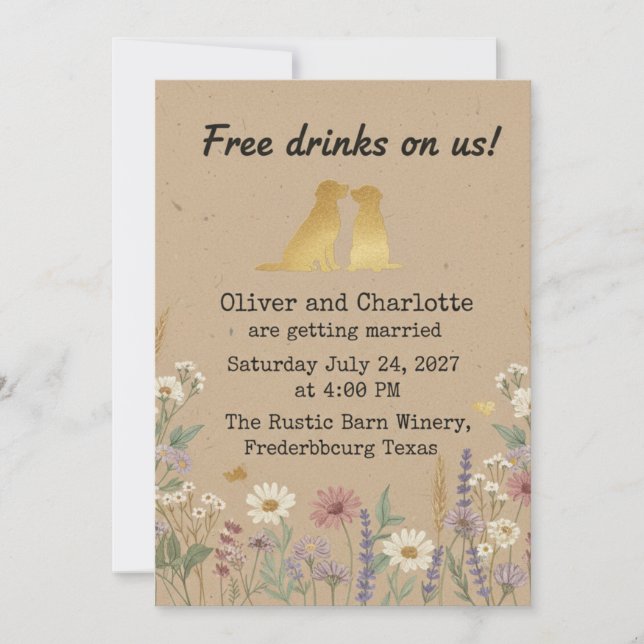 Invitación Boda de Golden Retriever (Anverso)