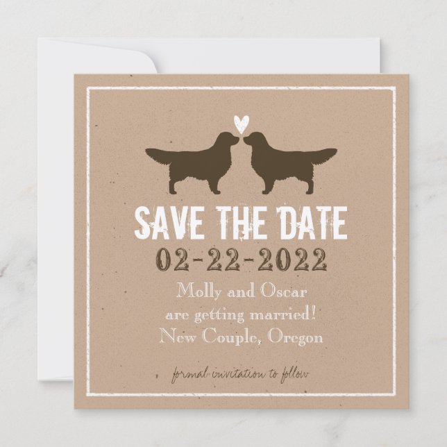 Invitación Boda de Golden Retrievers Save the Date (Anverso)