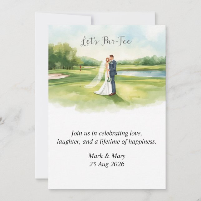 Invitación Boda de golf a la acuarela (Anverso)