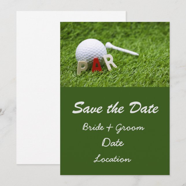Invitación Boda de Golf ahorra la fecha par para emparejar co (Anverso / Reverso)