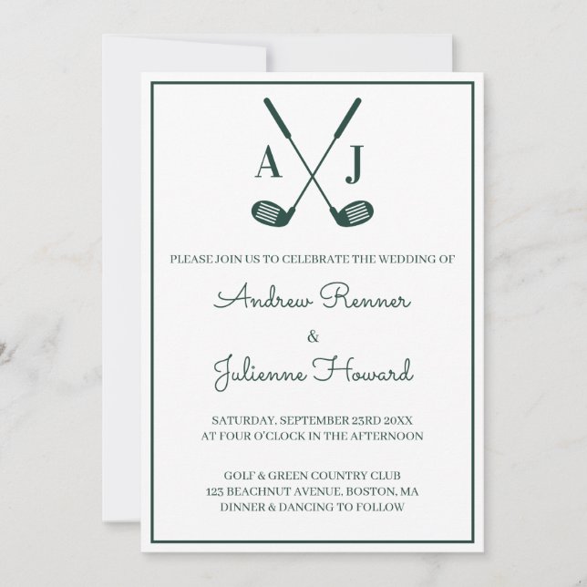 Invitación Boda de Golf Blanca (Anverso)