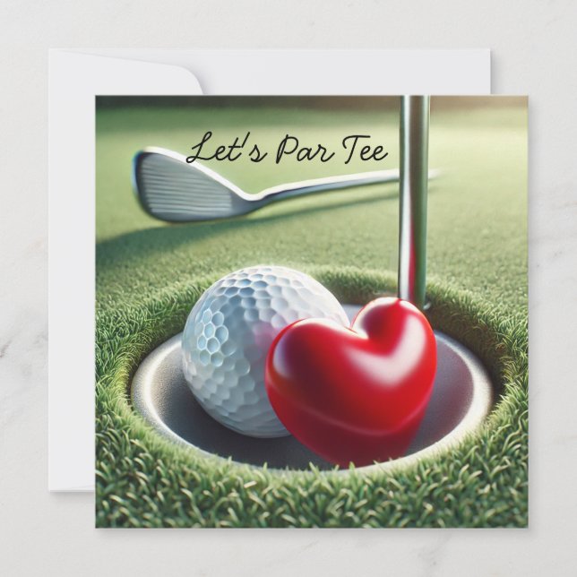 Invitación Boda de golf con bola de golf en putting green (Anverso)