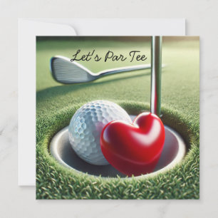 Invitación Boda de golf con bola de golf en putting green