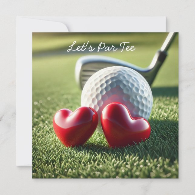 Invitación Boda de golf con bola de golf en putting green (Anverso)