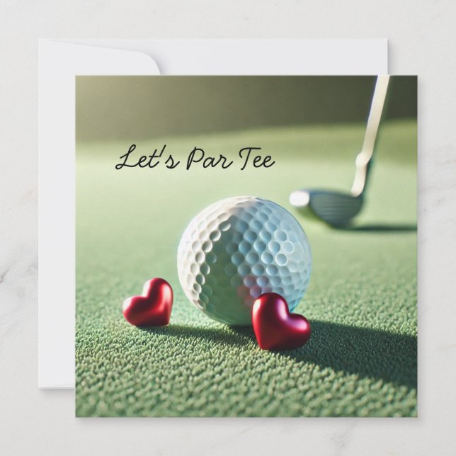 Invitación Boda de golf con bola de golf en putting green (Anverso)