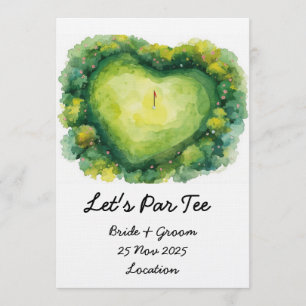 Invitación Boda de golf con forma de corazón en el campo de g