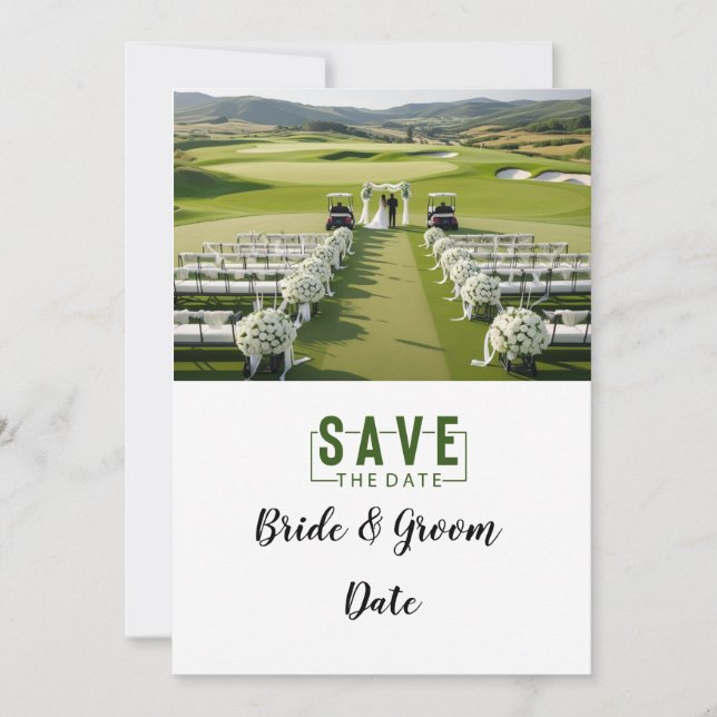 Invitación Boda de golf con novia y novio (Anverso)