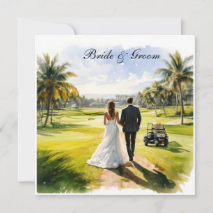 Invitación Boda de Golf con Novia y Novio con tema de Florida