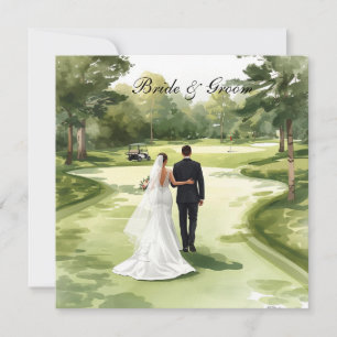 Invitación Boda de Golf con Novia y Novio con tema de Florida