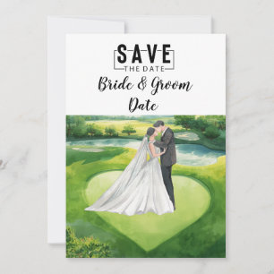Invitación Boda de Golf con novia y novio en el green