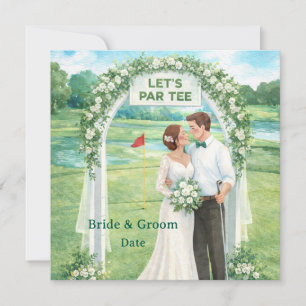 Invitación Boda de Golf con novia y novio en la casa club