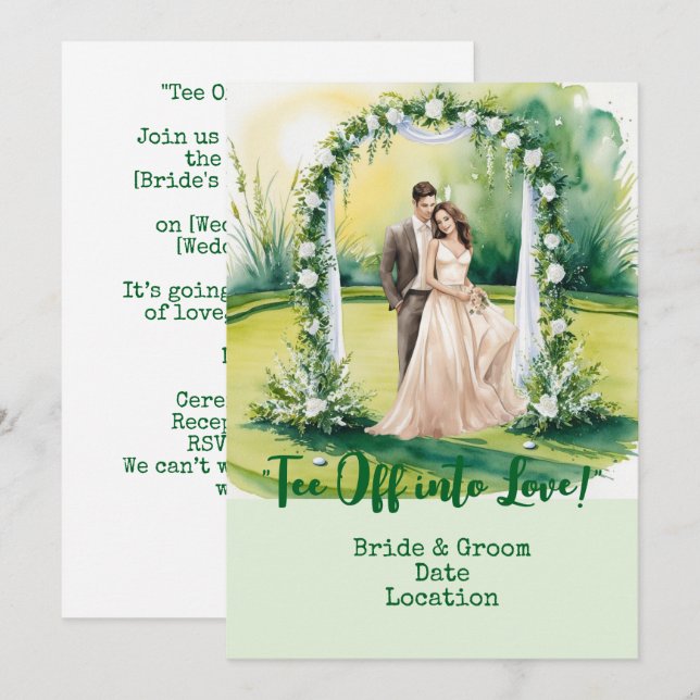 Invitación Boda de golf en el campo (Anverso / Reverso)