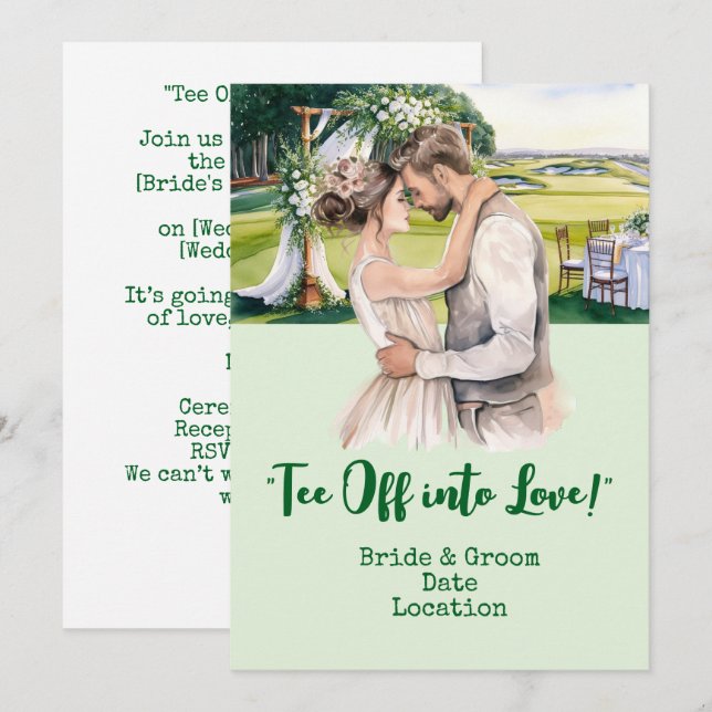 Invitación Boda de golf en el campo (Anverso / Reverso)