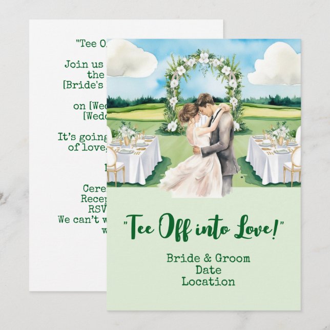 Invitación Boda de Golf en el campo de golf (Anverso / Reverso)