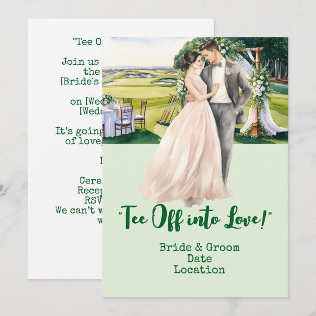 Invitación Boda de Golf en el campo de golf (Anverso / Reverso)