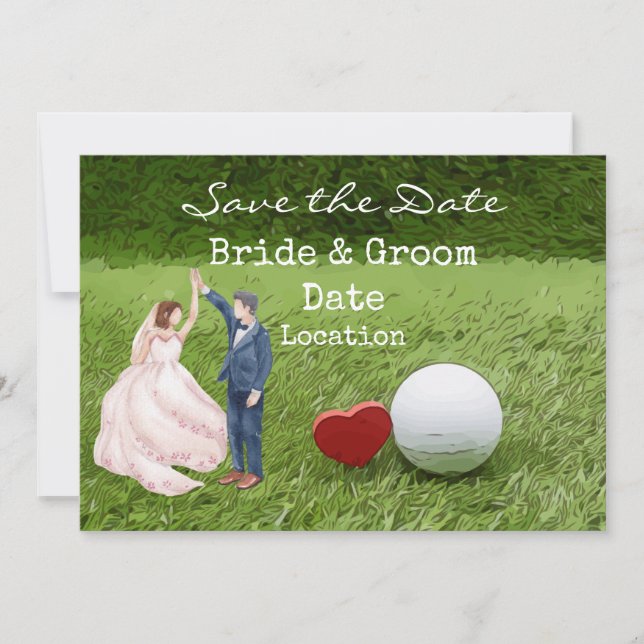 Invitación Boda de Golf salva la fecha con amor golfista (Anverso)