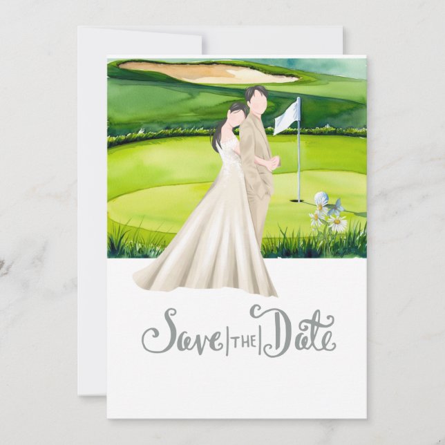 Invitación Boda de golf Salvar el tema del golf de fecha (Anverso)