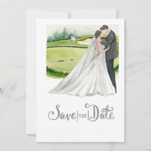 Invitación Boda de golf Salvar el tema del golf de fecha