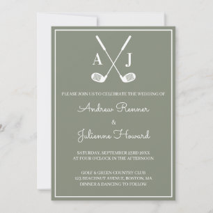 Invitación Boda de Golf Verde Salvia