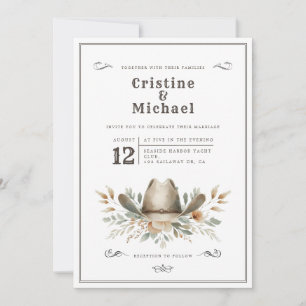 Invitación Boda de gorra de Vaquero Rústico