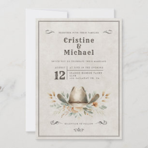 Invitación Boda de gorra de Vaquero Rústico