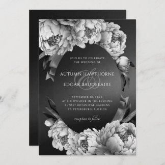 Invitación Boda de Gothic Moody White Peonies