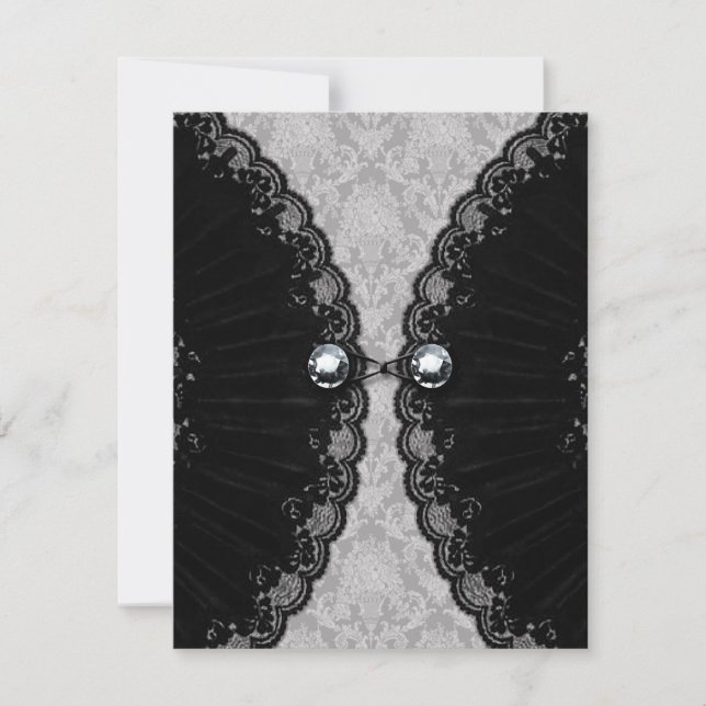 Invitación Boda de Gótico con aspecto de encaje negro y diama (Anverso)