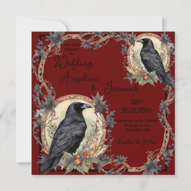 Invitación Boda de Gótico de Black Raven (Anverso)