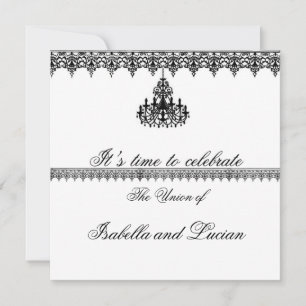 Invitación Boda de Gótico de candelabro negro y blanco formal